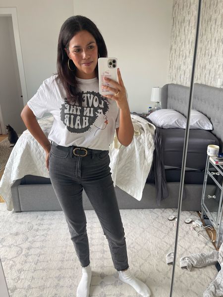 I’ve been loving oversized graphic tees lately! I’m wearing a size large Target tshirt with size 29 madewell stovepipe jeans, size medium Asos belt, and hey June hoop earrings  

#LTKunder100 #LTKstyletip #LTKunder50