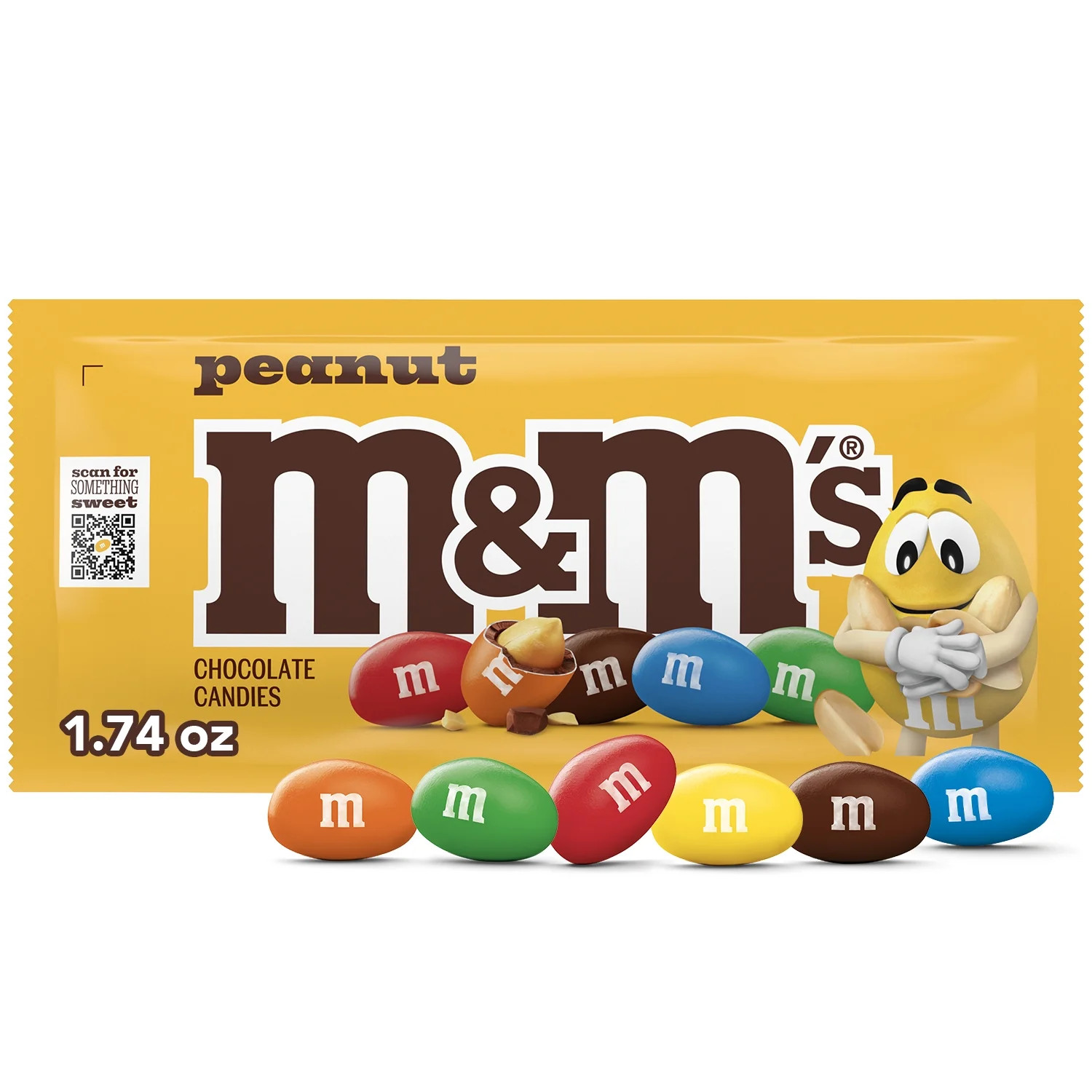 M&M's Peanut Milk Chocolate Candy, Full Size - 1.74 oz Pouch | Walmart (US)