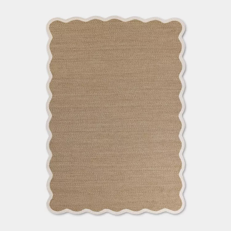7'x10' Natural Scallop Braid Rectangular Braided Outdoor Area Rug White - Threshold™ | Target