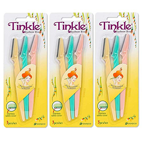 Tinkle Dermaplaning Tool 9ct, Dermaplane Razor for Women, Safe and Easy Peach Fuzz Remover, Eyebrow Trimmer with Protective Cover (3 Packs of 3), Stocking Stuffers | Amazon (US)