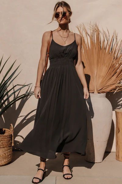 Janecia Midi Dress in Black | Bohme
