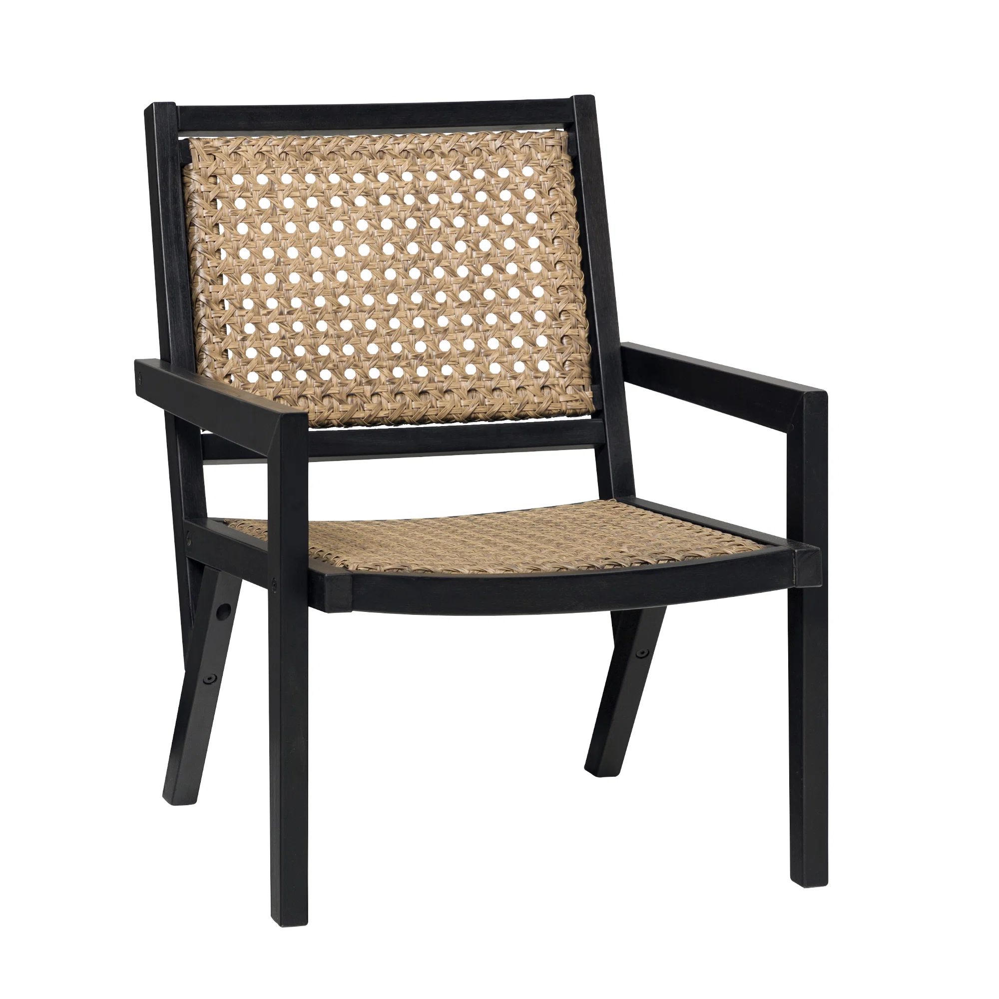 Aleta Coastal Solid Wood And Rattan Outdoor Accent Chair | Wayfair North America