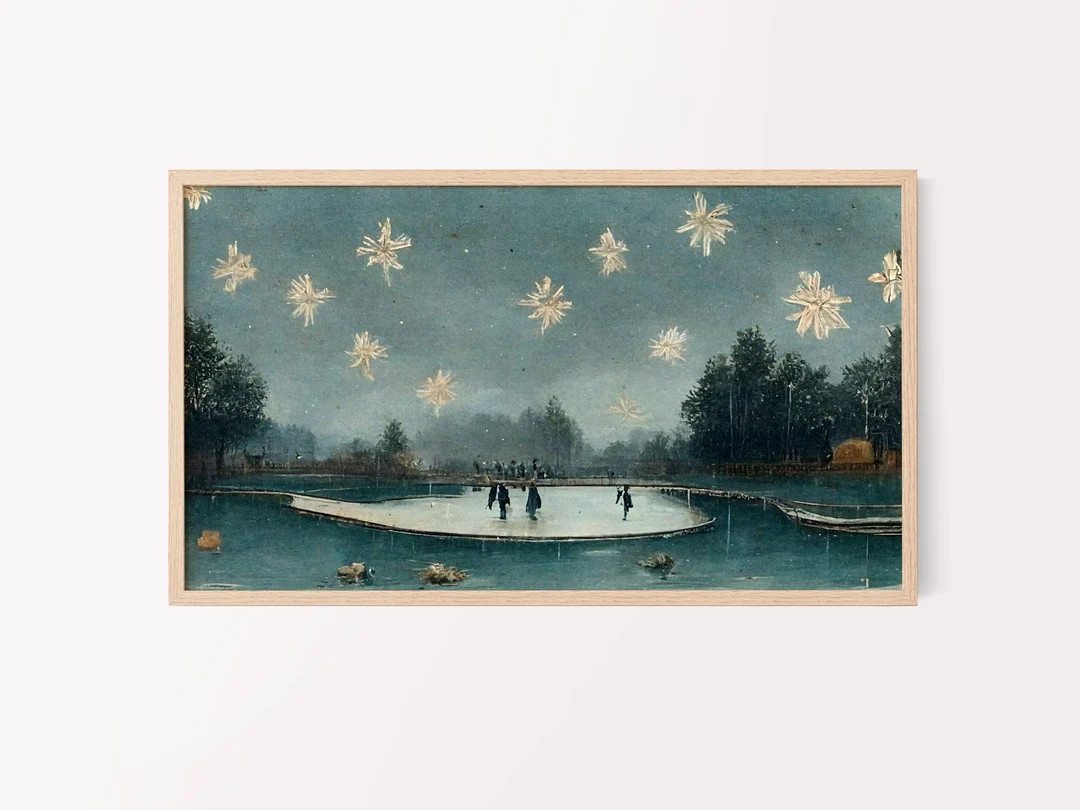 Samsung Christmas Frame TV Art - Christmas Snowflakes, Ice Skating, Vintage Landscape Art, Instan... | Etsy (US)