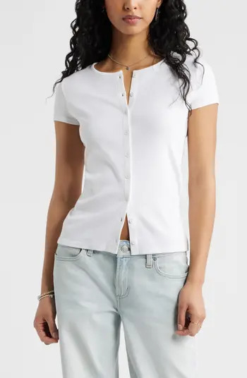 Short Sleeve Rib Knit Cardigan | Nordstrom