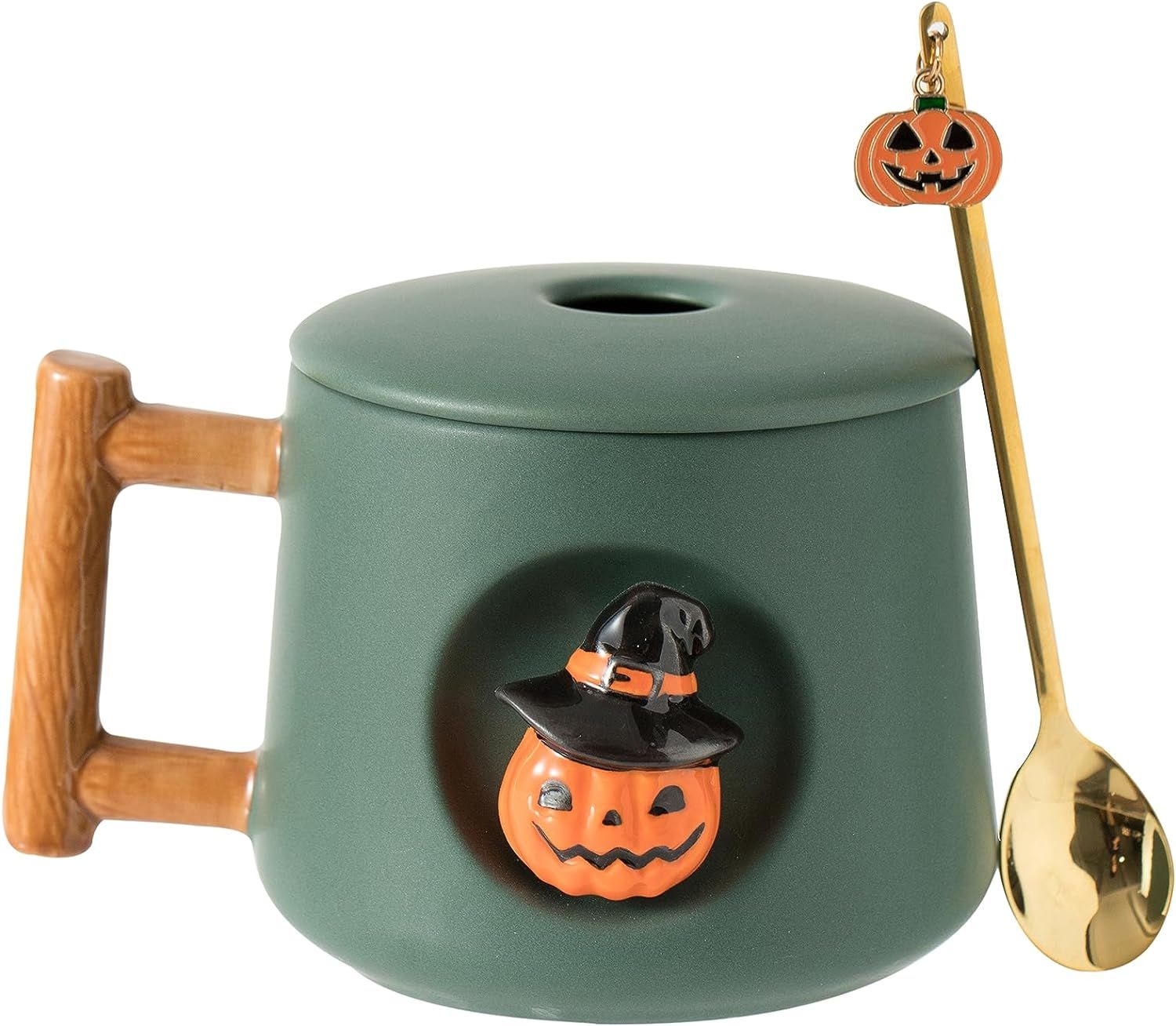 DIHOclub Adorable 3D Ceramic Pumpkin Head Mug with Lid and Spoon - Perfect for Coffee, Tea, Milk,... | Amazon (US)