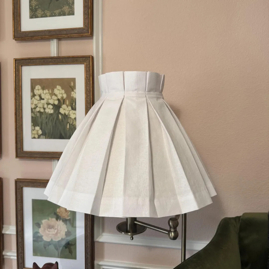 16" Box Pleated Lampshade Cover - White, Cream or Linen - Etsy | Etsy (Global)