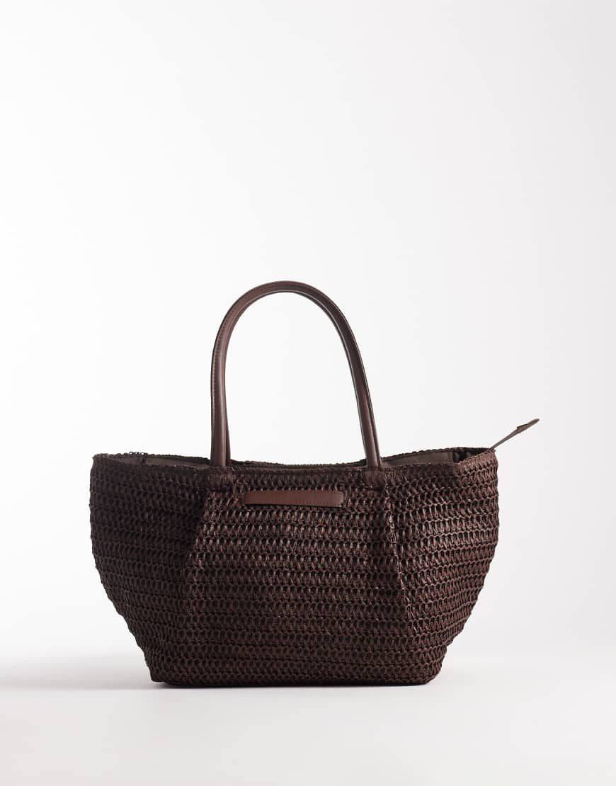 South Beach straw tote in chocolate brown | ASOS (Global)