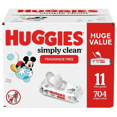 Huggies Simply Clean Unscented Baby Wipes 11 Flip-Top Packs (704ct) | Target