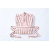 Rose Pink Linen Cotton Robe, Striped Bathrobe, Loungewear Gift For Bff, Bridesmaid Robe Gift, Lightweight Gown Women | Etsy (US)
