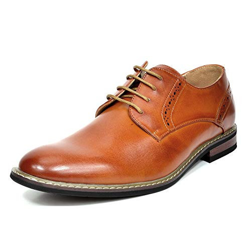 Bruno Marc Men's Dress Shoes, Faux Leather Oxford Lace-Ups, Polished Style with Plain Toe, Breathable Footbed, Sweat-Wicking Lining, Durable Outsole for Casual and Formal, Size 10.5W,Brown,PRINCEWIDE-16 | Amazon (US)