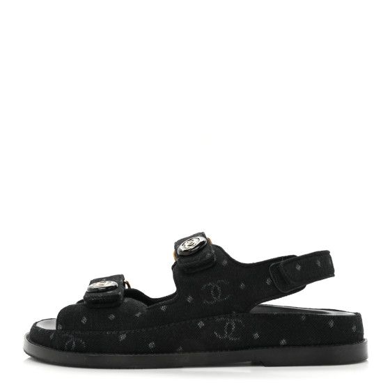 Denim Printed Dad Sandals 36.5 Black | FASHIONPHILE (US)