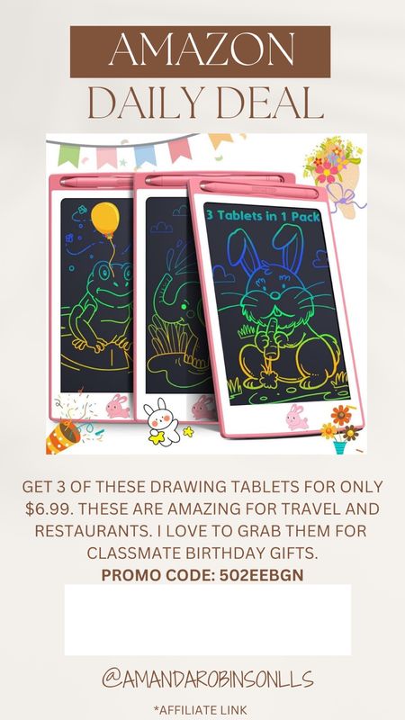 Amazon Daily Deals
3 pack of LCD drawing tablets 

#LTKsalealert #LTKkids #LTKtravel