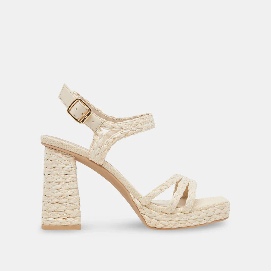 ALYSIA HEELS IVORY RAFFIA | DolceVita.com
