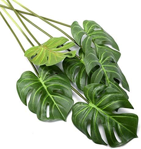 Amazon.com: 6 Pack Artificial Palm Plants Leaves Faux Turtle Leaf Fake Tropical Large Palm Tree L... | Amazon (US)