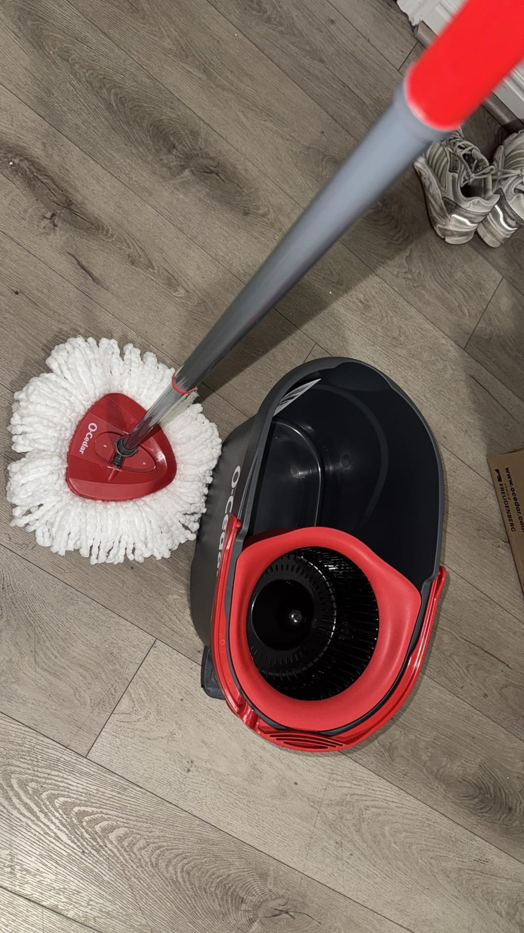 O-Cedar EasyWring Microfiber Spin Mop & Bucket Floor Cleaning System + 2 Extra Refills, Red/Gray | Amazon (US)