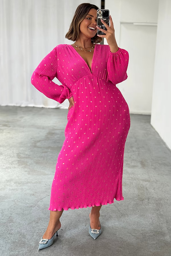 Pink Plisse Emma Dress | Never Fully Dressed (UK & IE)