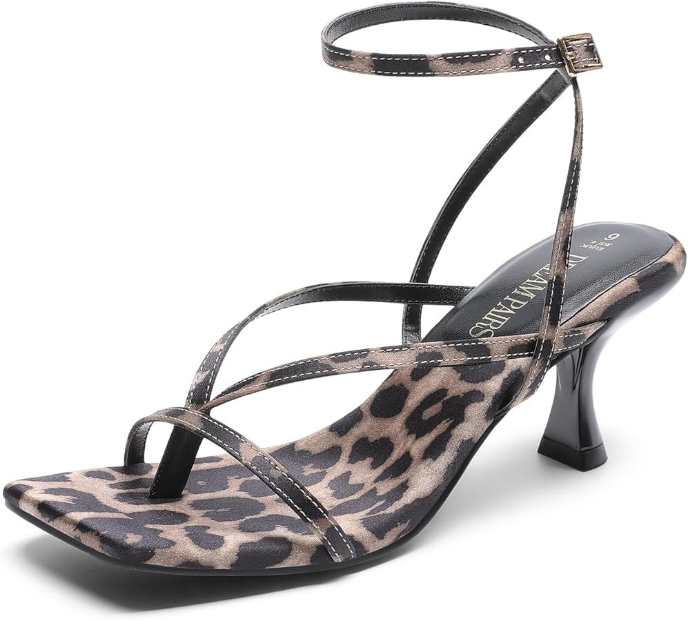 DREAM PAIRS Women's kitten Low Strappy Lace Up Heels Open Square Toe Thong Ankle Strap Heels Sexy... | Amazon (US)