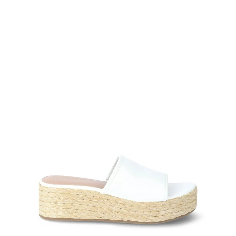 Time and Tru Women's Raffia Platform Slide Sandals | Walmart (US)