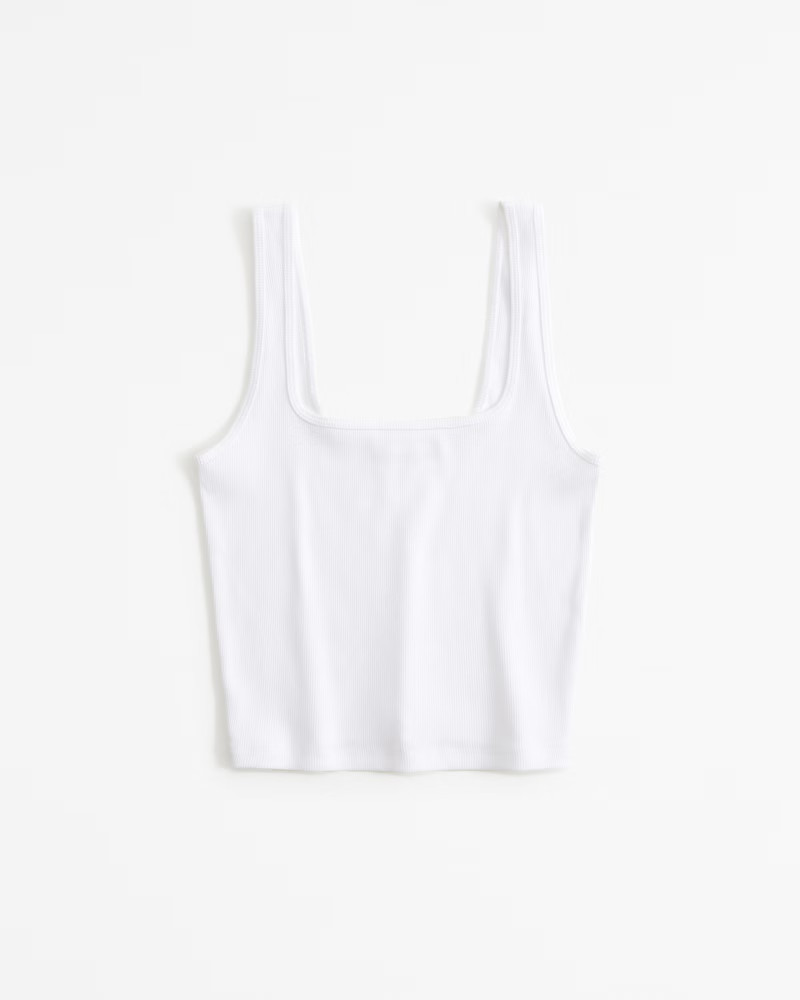 Cropped Squareneck Rib Tank | Abercrombie & Fitch (US)
