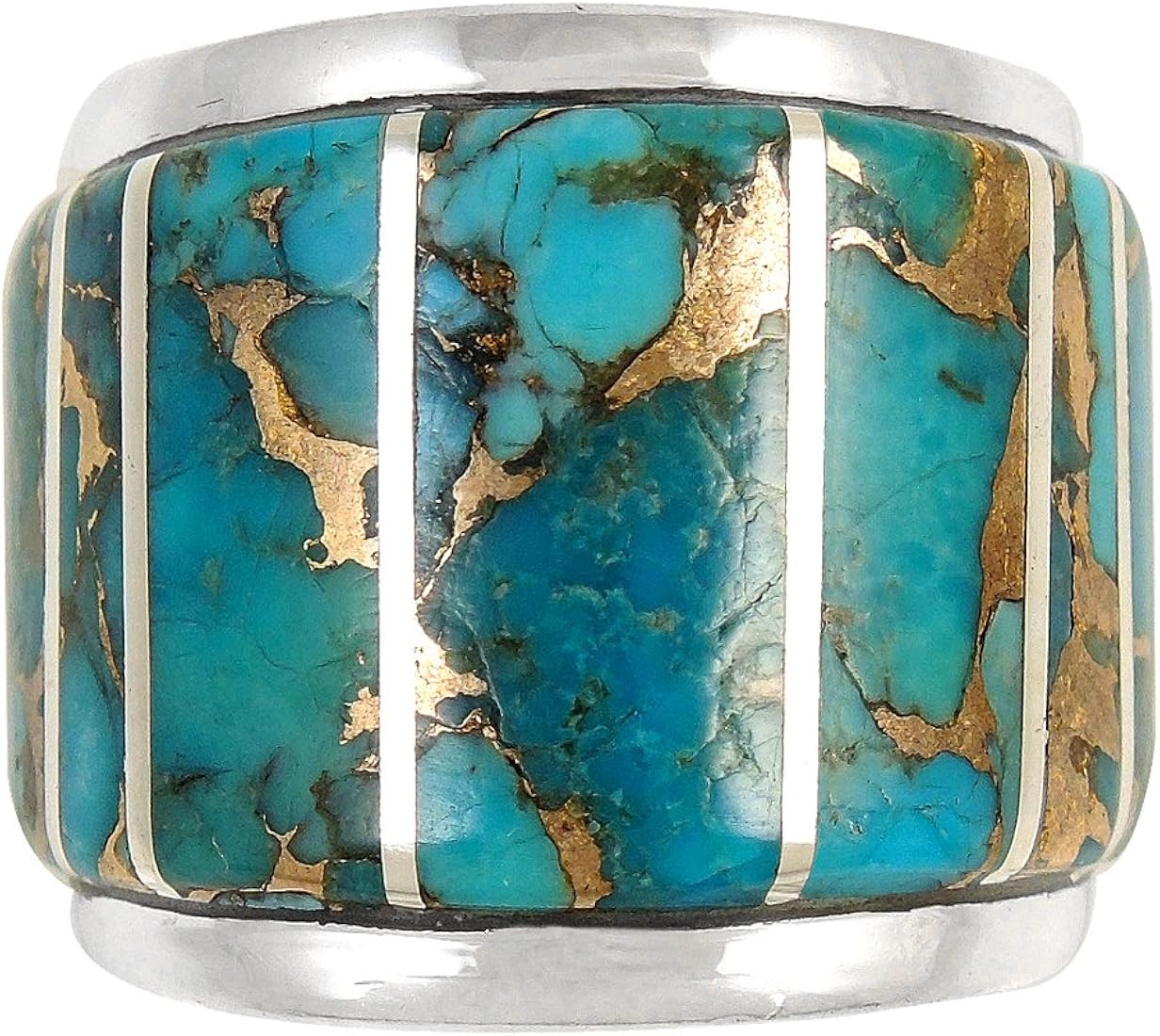 Wide Statement Ring in Sterling Silver Genuine Turquoise & Gemstones (SELECT color) | Amazon (US)