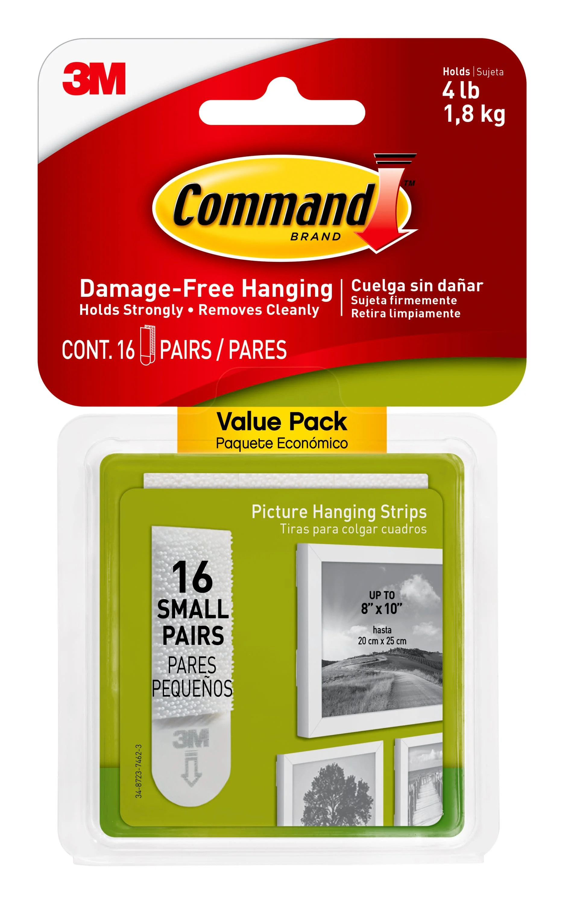 Command Picture Hanging Strips, Small, White, 16 Pairs - Walmart.com | Walmart (US)