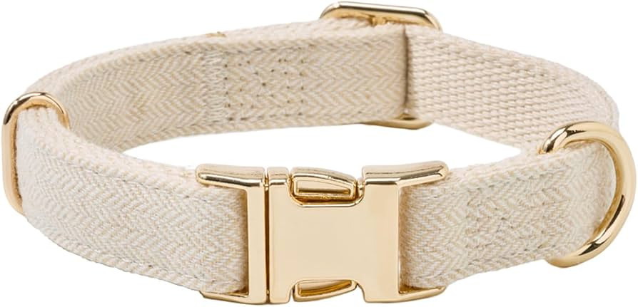 Soft Cotton Hemp Dog Collar with Metal Buckle Adjustable Tweed Dog Collars for Small Medium Large... | Amazon (US)