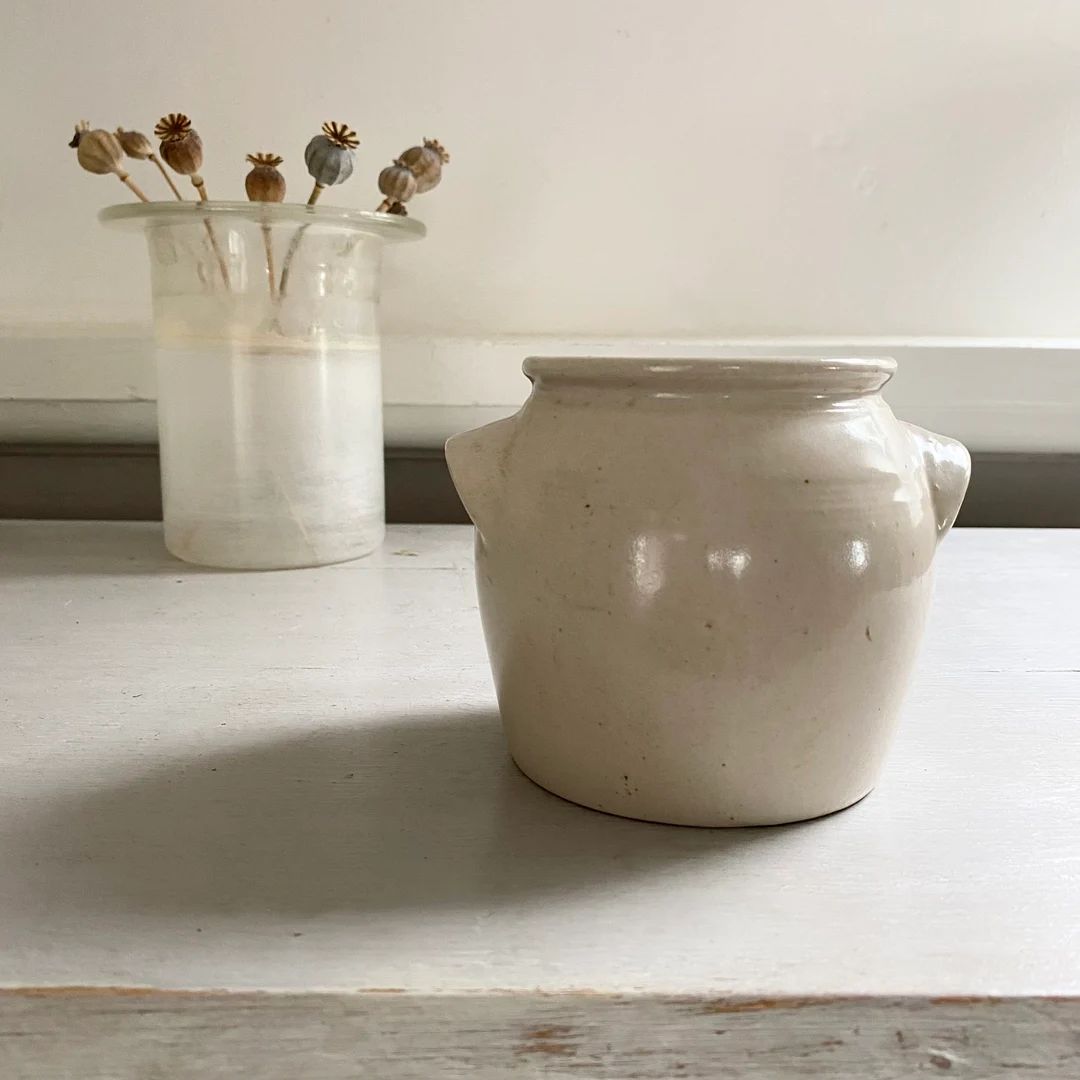 Vintage French Pale Stoneware Confit Pot, French Confit, Utensil Jar, Country Kitchen Pot, Countr... | Etsy (UK)
