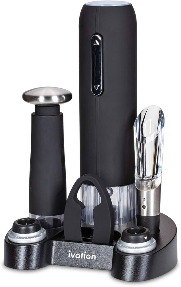 Ivation Wine Gift Set – Includes Electric Opener, Aerator, Vacuum Preserver, 2 Stoppers, Foil C... | Amazon (US)