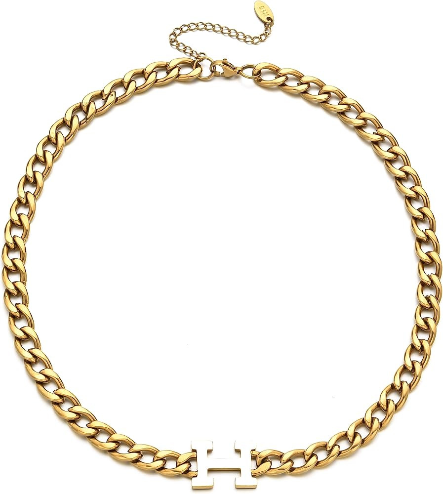 Chunky Gold Chain Choker Necklaces for Women-Titanium Steel 18K Thick Chain Necklace Classic Tren... | Amazon (US)