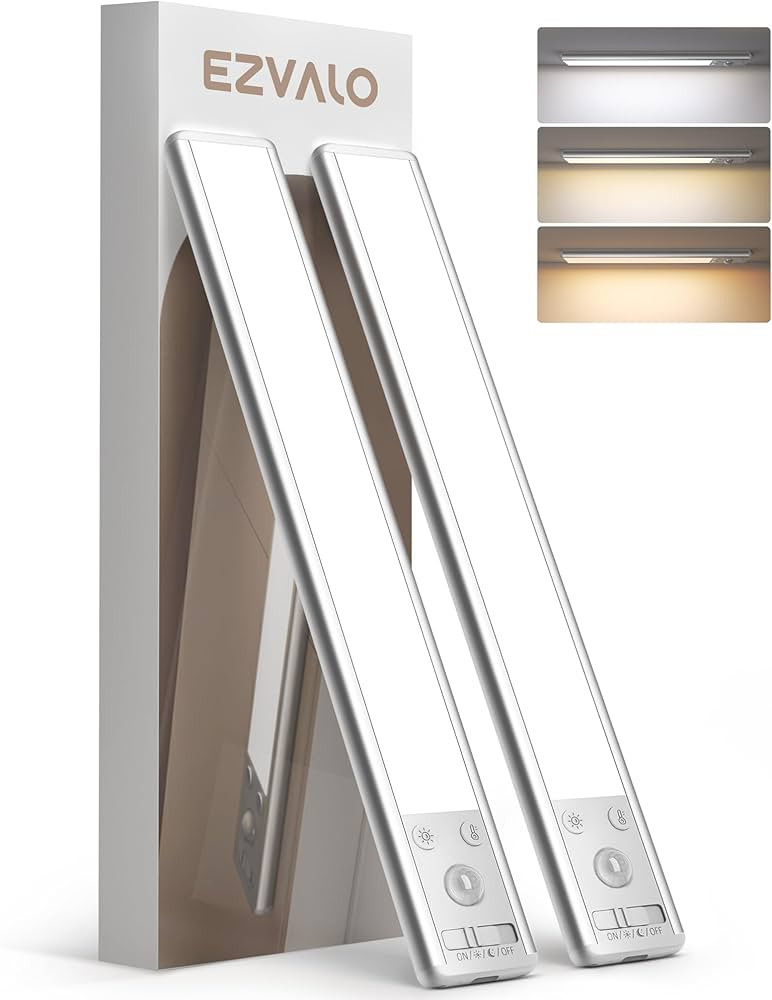 EZVALO Under Cabinet Lighting Wireless, 3 Color Temps Motion Sensor Light Indoor, 62 LED Recharge... | Amazon (US)