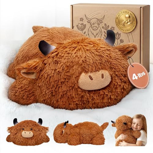 Mewaii Mom's Choice Award | 4 lbs Weighted Stuffed Animals Highland Cow - 23" Heavy Weighted Plush & Stuffy - Realistic Scottish Cow Plushy Gift for Kids & Adults - Large Cuddly Weighted Cow Toy | Amazon (US)