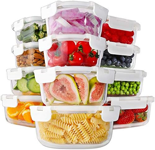 Bayco 24 Piece Glass Food Storage Containers with Lids, Glass Meal Prep Containers, Airtight Glas... | Amazon (US)