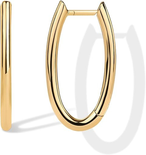 PAVOI 14K Gold Plated Geometric Hoop Earrings for Women, Huggie Hoops | Amazon (US)