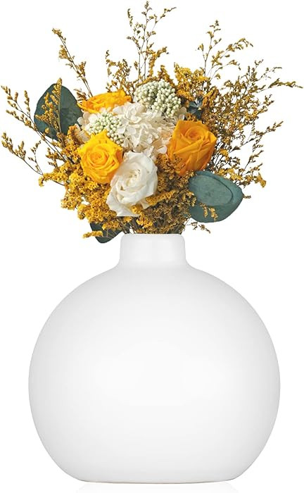 Ceramic Vase Small White Vase- Flower Vases for Home Decor, Dry Flower Vases for Modern Farmhouse... | Amazon (US)