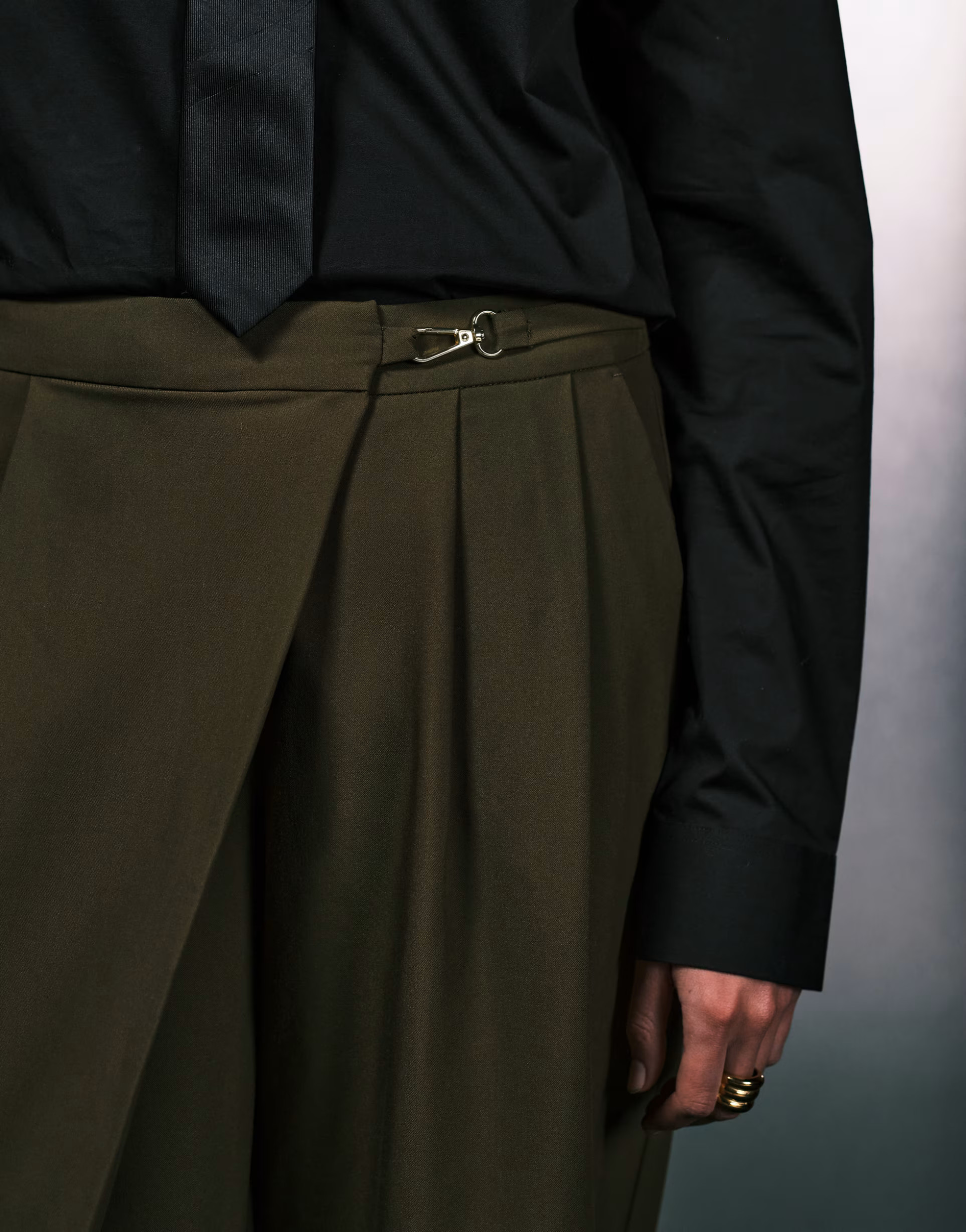 ASOS DESIGN tailored asymmetric wrap wide leg trousers with buckle detail in khaki  | ASOS | ASOS (Global)