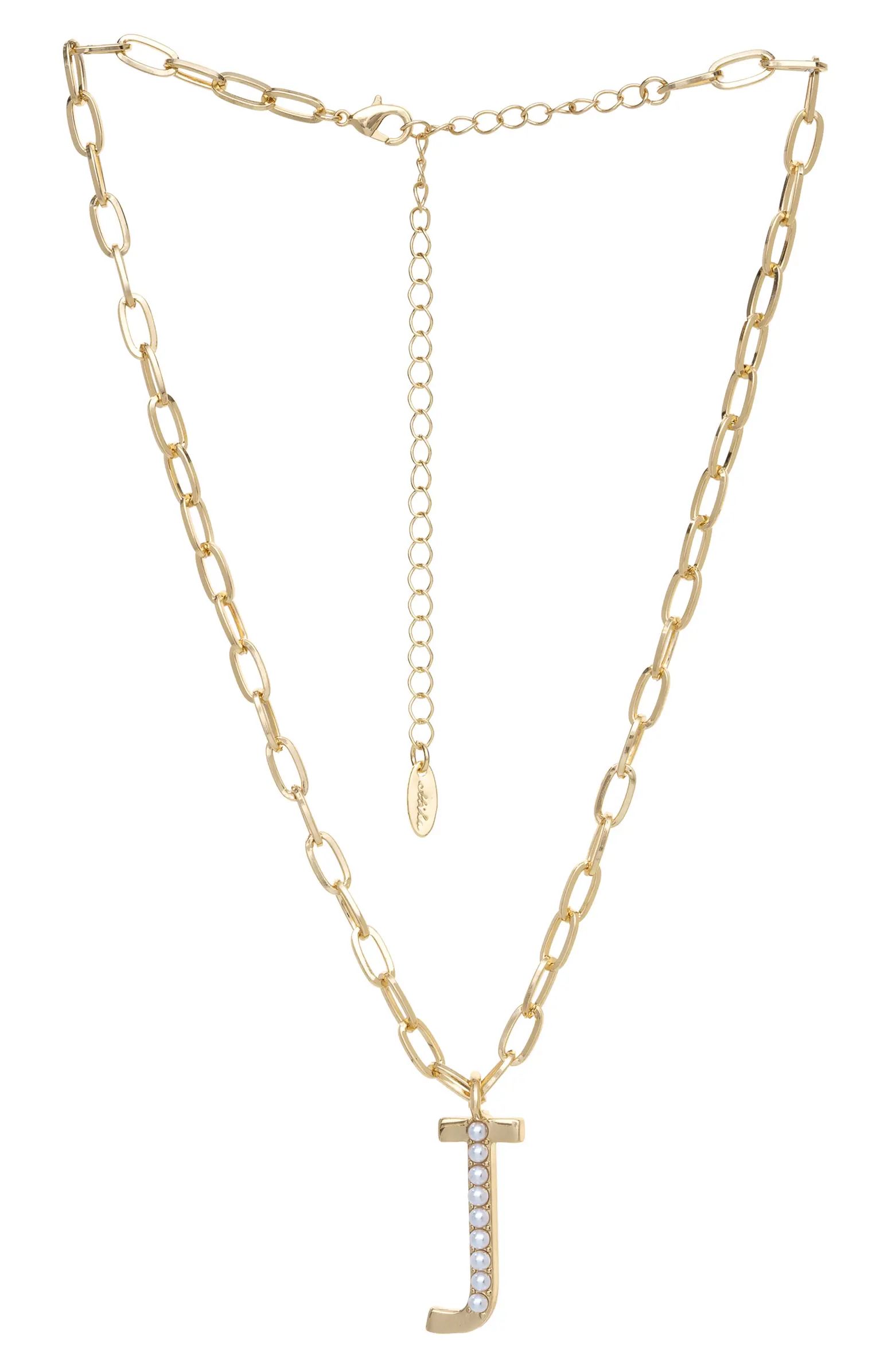 Imitation Pearl Initial Pendant Necklace | Nordstrom