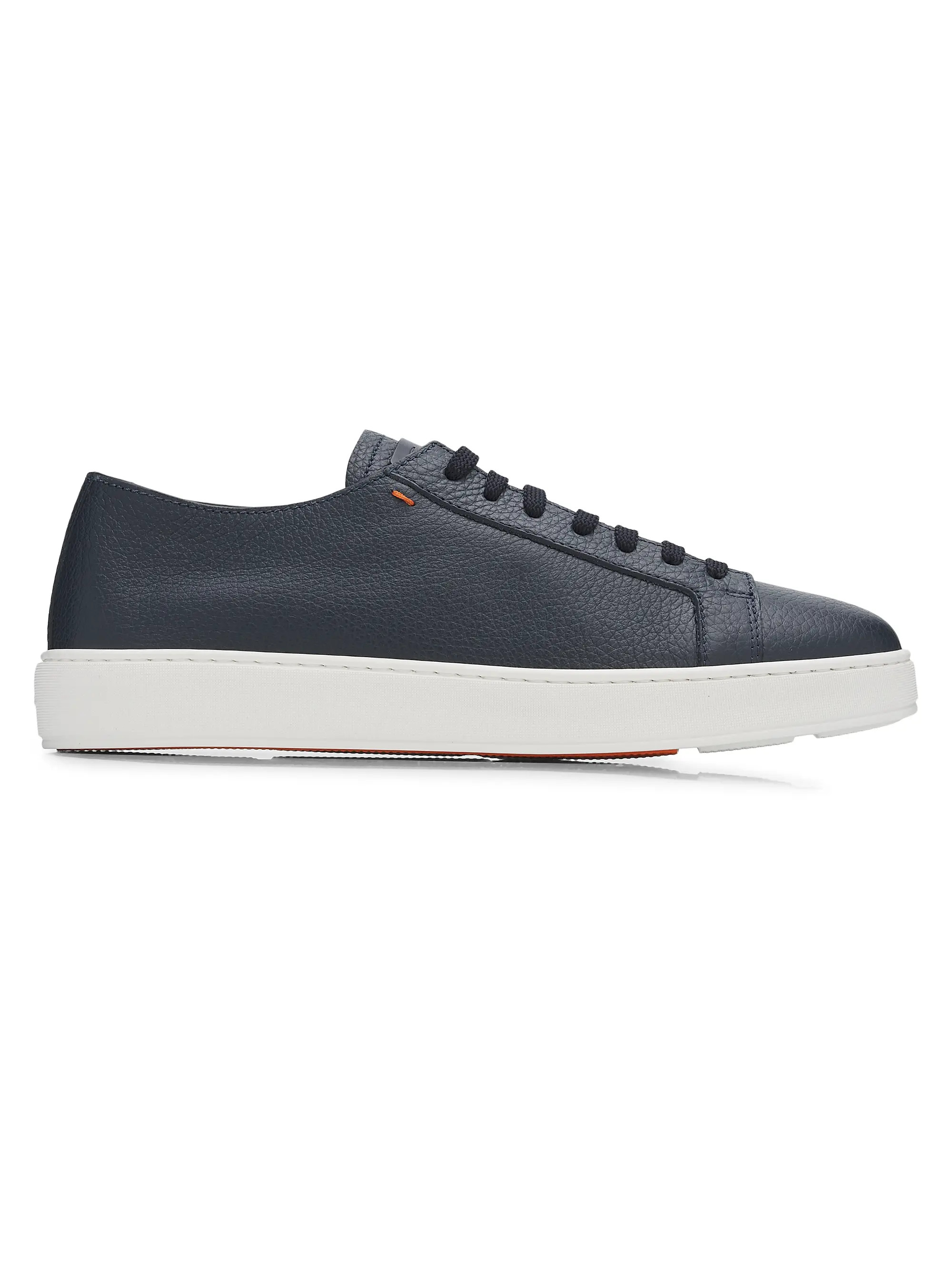 Santoni Burnished Leather Low-Top Sneakers | Saks Fifth Avenue | Saks Fifth Avenue