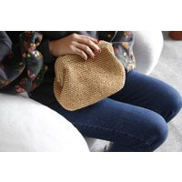 Small Raffia Clutch, Straw Clutch, Raffia Bag Coach, Natural Hand-Knitted Crochet Bag, Purse | Etsy (US)