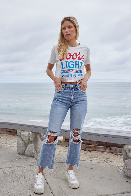 Light Wash Distressed Blue Melody Vintage Crop Straight Jeans | Magnolia Boutique