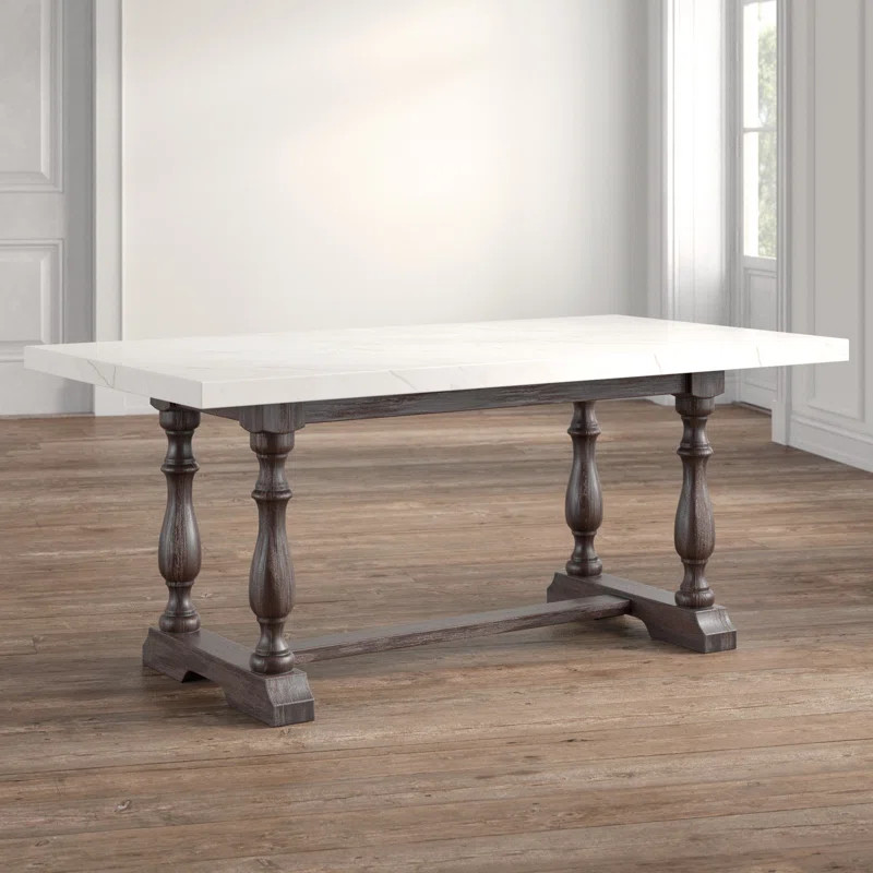 Concert 72'' Genuine Marble Trestle Dining Table | Wayfair North America