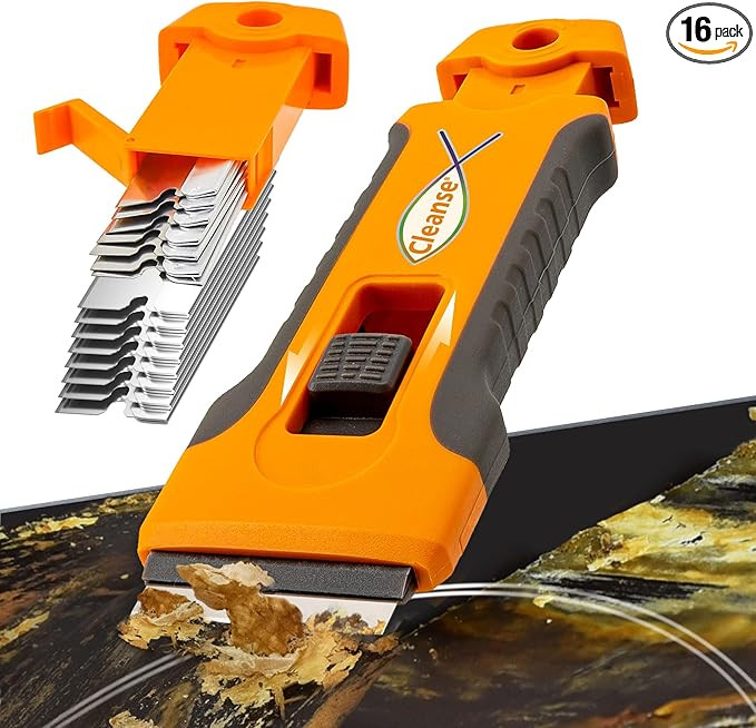 Razor Blade Scraper Tool with 15pcs Extra Blades, Cleaning Razor Scraper for Glass, Glass Top Sto... | Amazon (US)