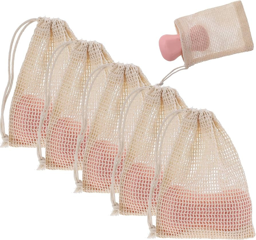 Soap Bags, 5 Pack Natural Sisal Soap Saver Bag Pouch Mesh Net, Zero Waste Plastic-Free Soaps Net ... | Amazon (US)