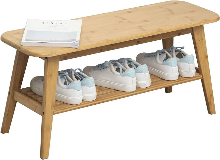 SOBIBO Shoe Rack Bench, Bamboo Entryway Bench, 3 Tier Shoe Bench with Storage for Hallway Living ... | Amazon (US)