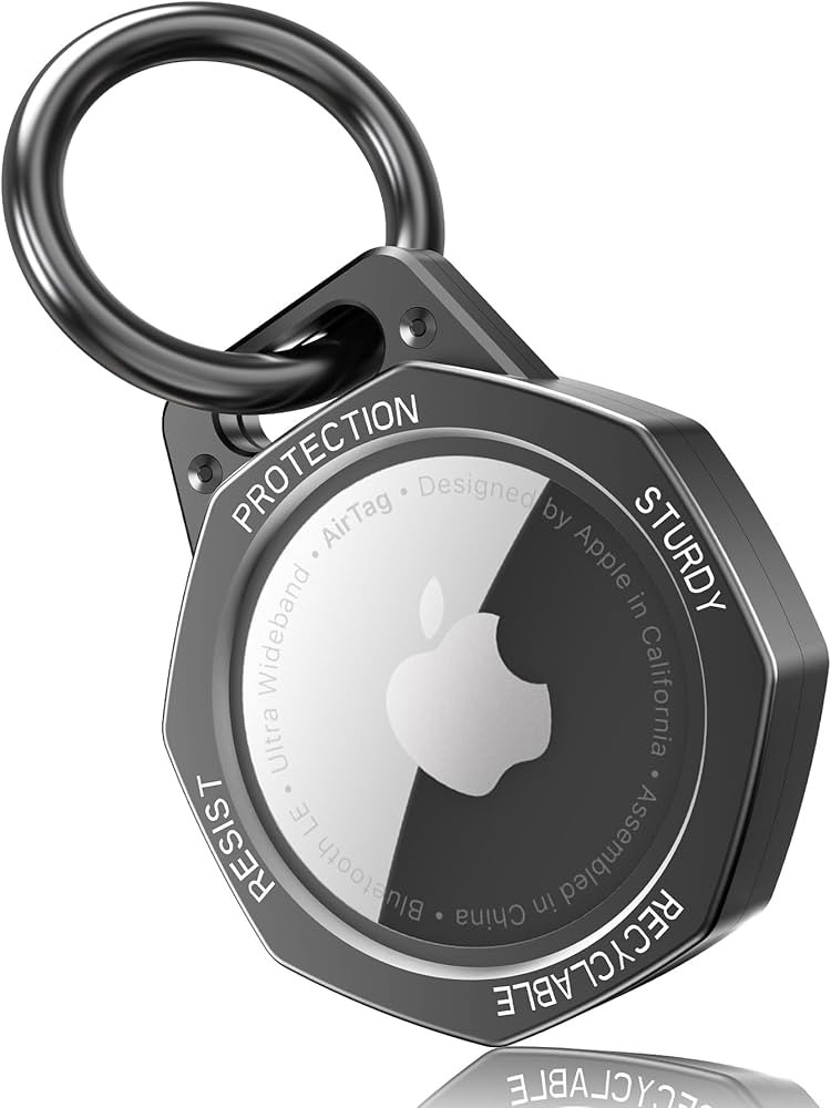 AirTag Holder Case- Aluminum Alloy Keychain for Apple AirTag Tracker (Gunmetal Grey) | Amazon (US)