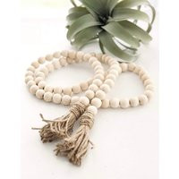 Farmhouse Long Wood Bead Garland With Tassels, Garland, Spring Beads, 58 Inch High Quality Shelf Dec | Etsy (US)