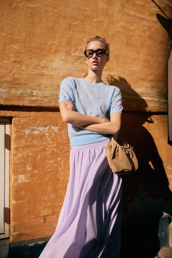 SHORT SLEEVE SEQUIN KNIT TOP | Zara US