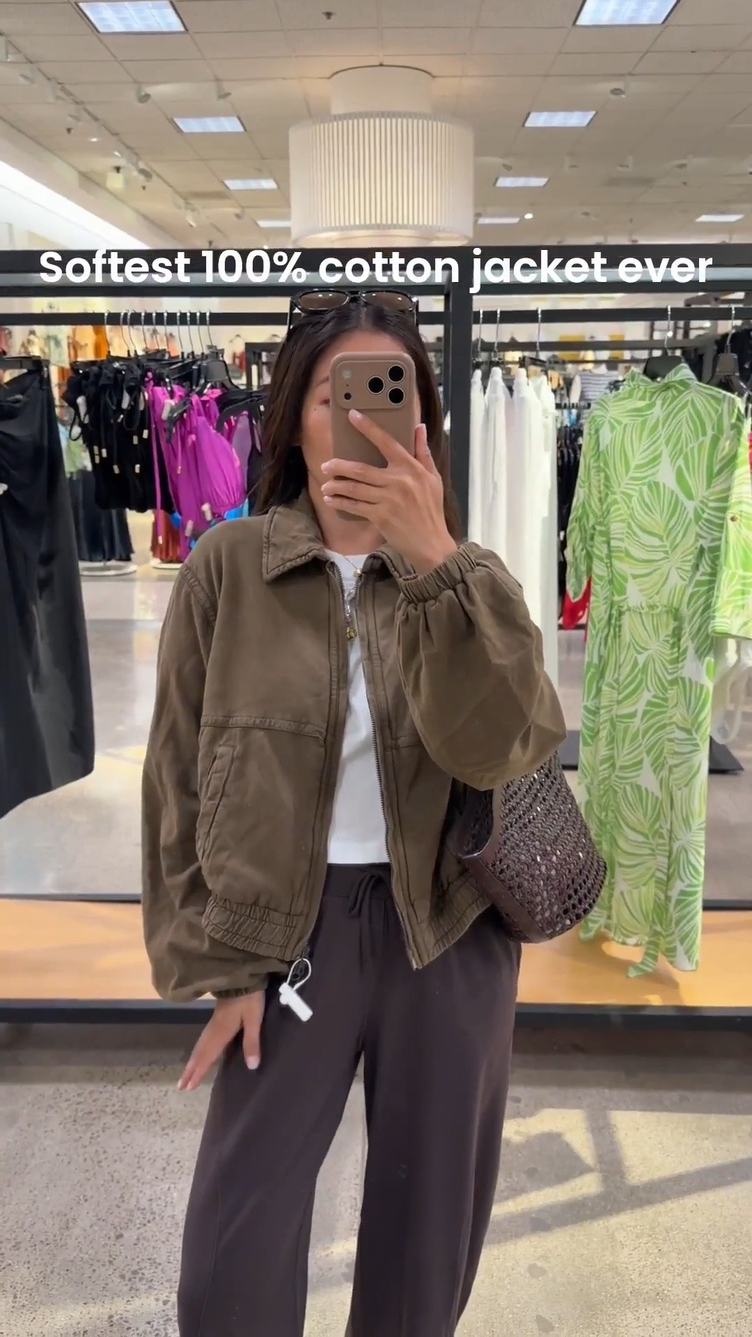 Size info below! 
• 100% cotton jacket in XS from free people. Casual washed broken-in feel with soft cotton gauze lining. Trying on the olive green which is more of a taupe brown tone in person. Oversized fit. 
• lululemon relaxed cinch hem pants size 2, shorter 25" inseam 
• lulul crop tee XXS 
• Reformation sandals 5.5 
• Madewell bag & sunglasses 

Easy mom outfit, transitional fall outfit, petite friendly jackets

#LTKPetite #LTKSeasonal #LTKootd