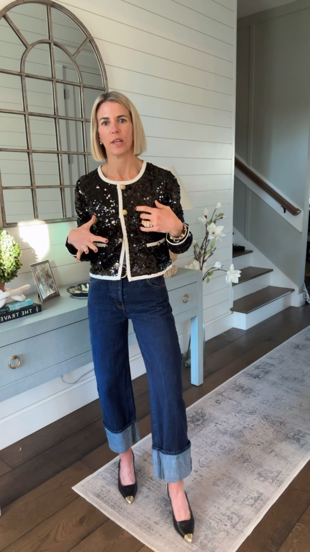 A total day to night look!  A lot of these sequin jackets are on sale also!

#LTKHoliday #LTKootd #LTKOver40