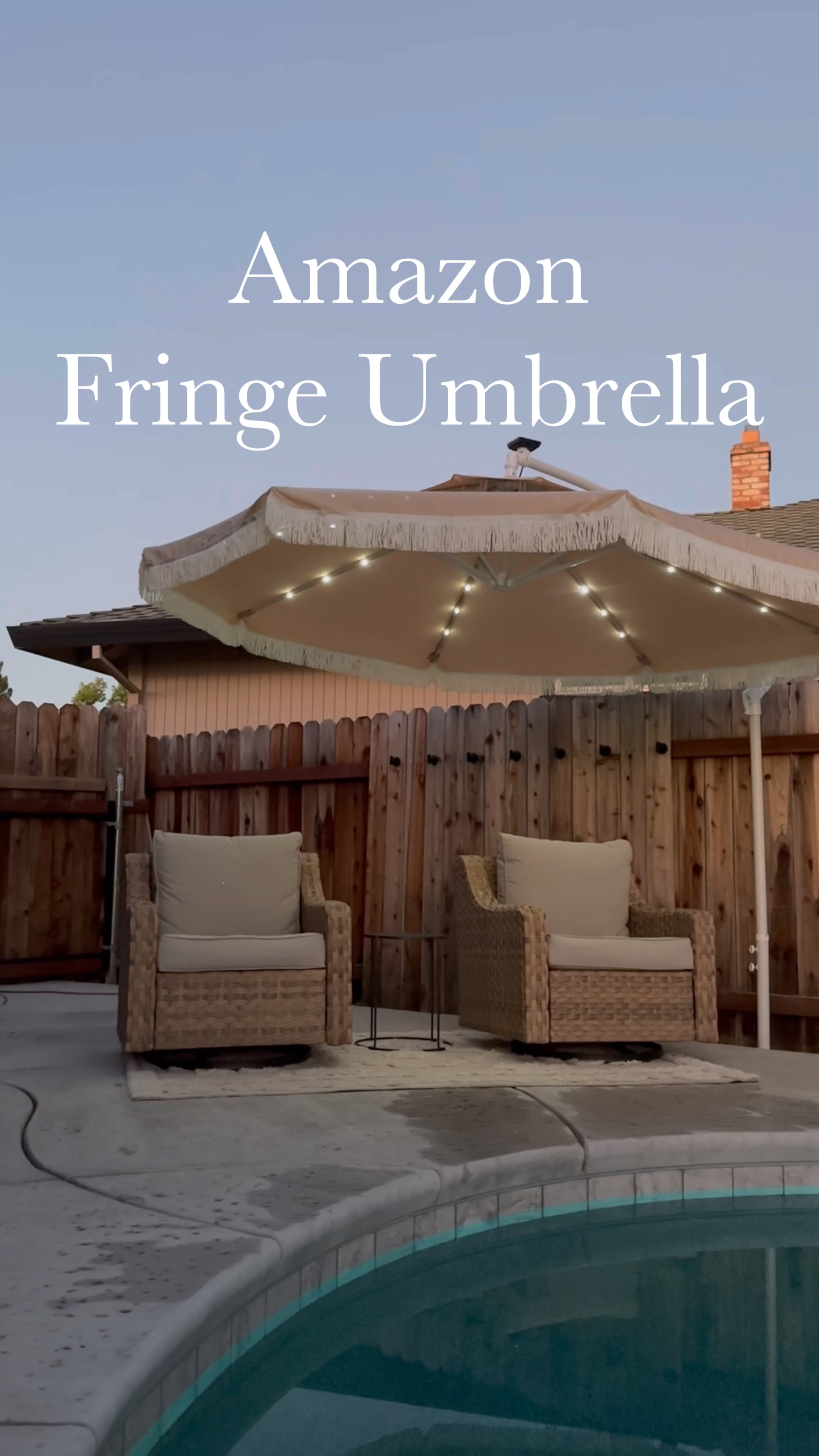 This beautiful outdoor umbrella has fringe and solar lights. A must have for any backyard 

#LTKHome #LTKVideo #LTKSeasonal