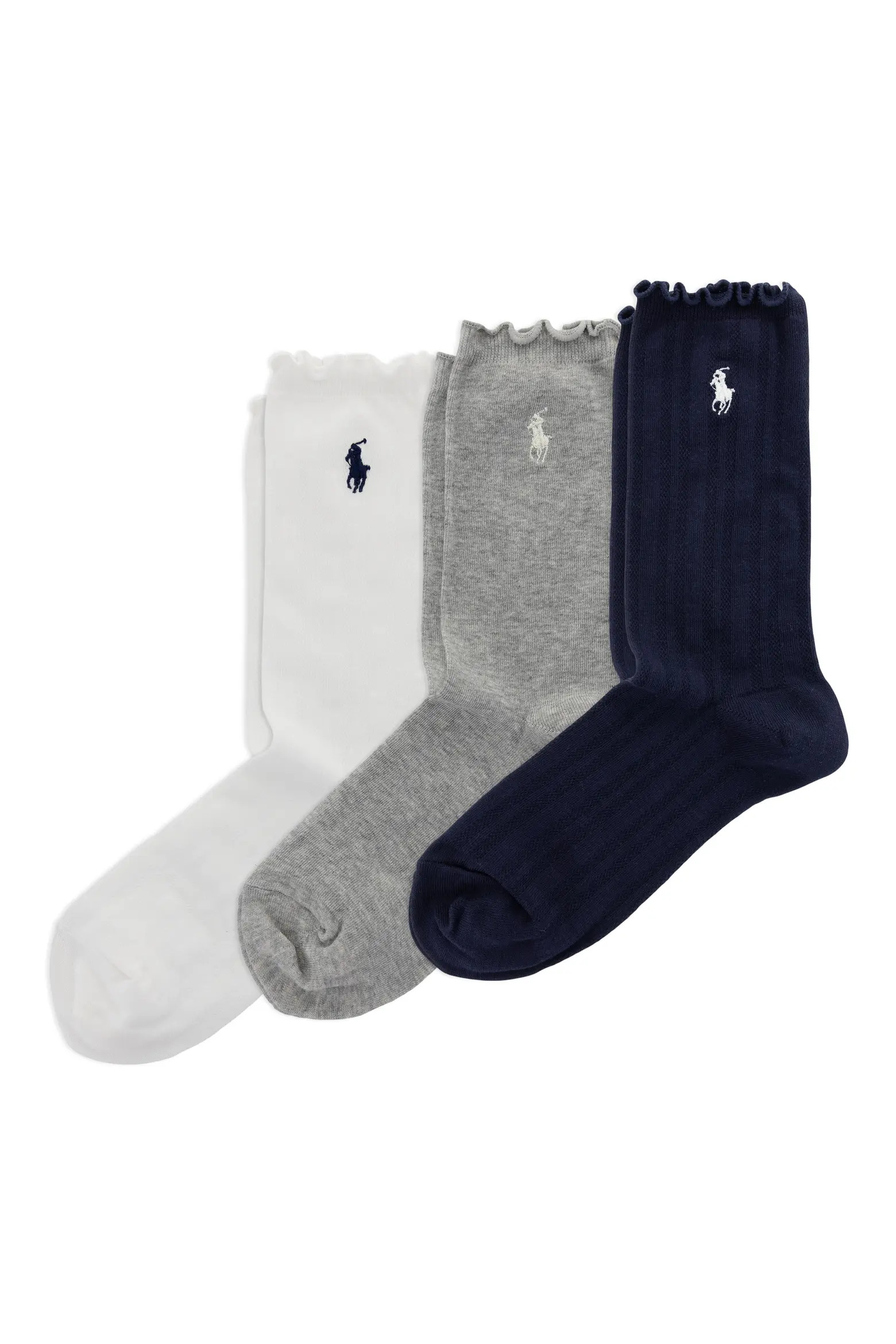Polo Ralph Lauren Lettuce Edge Assorted 3-Pack Ankle Socks (Women) | Nordstrom | Nordstrom